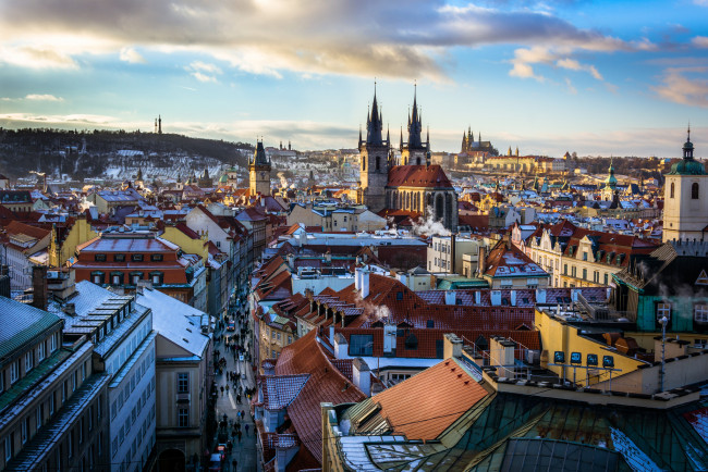 Обои картинки фото prague city, города, прага , Чехия, панорама