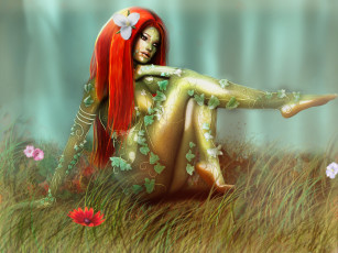 Картинка рисованное комиксы фон цветы девушка