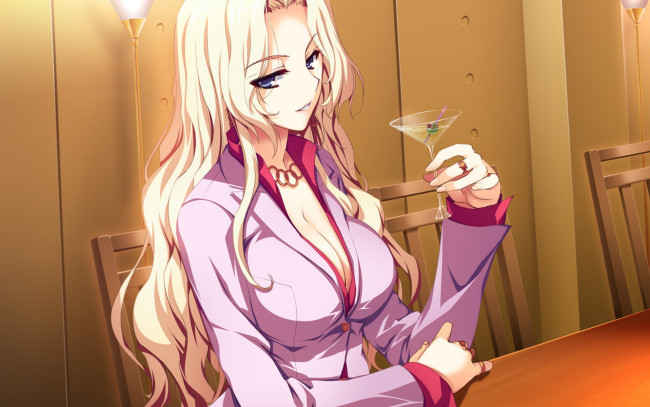Обои картинки фото аниме, akatsuki no yona, бокал, стулья, стол, akatsuki, no, goei, девушка