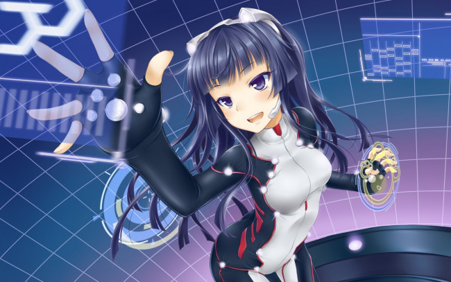 Обои картинки фото аниме, guilty crown, фон, девушка, взгляд