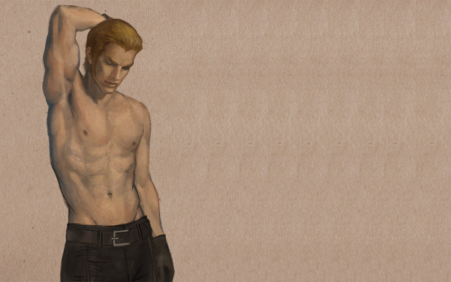 Обои картинки фото рисованное, люди, торс, перчатки, рыжий, парень