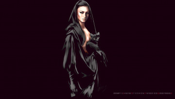 Картинка календари фэнтези девушка кошка