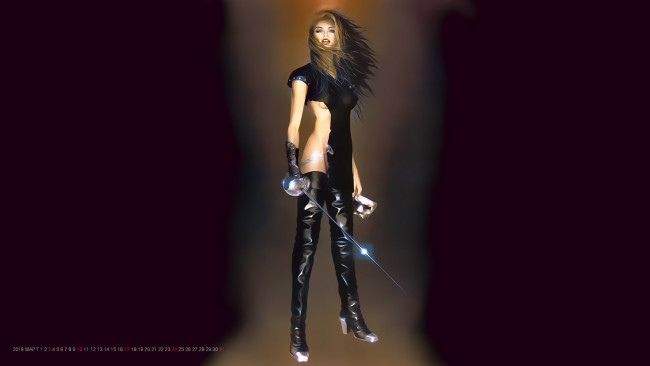 Обои картинки фото календари, фэнтези, девушка, оружие, шпага