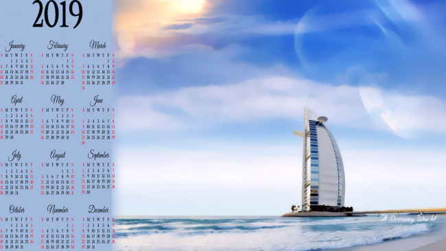 Обои картинки фото календари, компьютерный дизайн, здание, водоем
