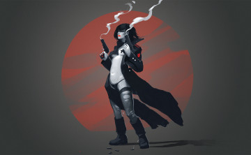 Картинка рисованное комиксы девушка фон пистолет