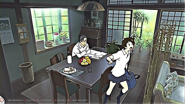 Обои картинки фото календари, аниме, люди, комната, мебель, calendar, 2020, бег, девочка, дом