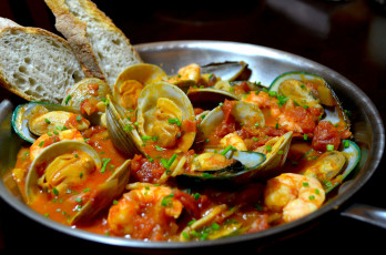 Картинка еда рыбные+блюда +с+морепродуктами мидии креветки