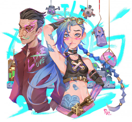 Обои картинки фото видео игры, league of legends, jinx, гранаты