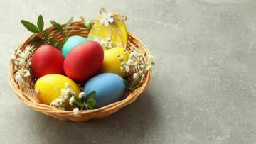 Картинка праздничные пасха корзинка крашенки