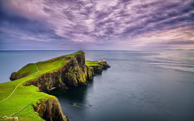 Обои картинки фото природа, маяки, маяк, мыс, море, облака