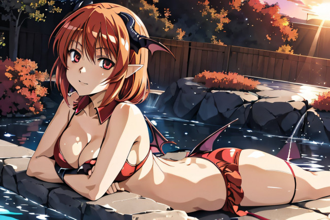 Обои картинки фото аниме, ангелы,  демоны, нейросети, графика, нейроарт, ai, art, нейронные, сети, рисунки, нейро, искусство, нейрографика, graphics, neuroart, neural, networks, drawings, neuro, neurography, демонесса, вода, красотка