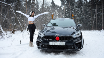 обоя автомобили, -авто с девушками, красивая, девушка, kia