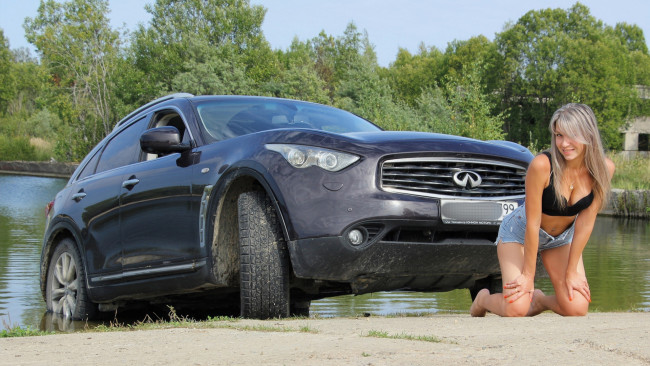Обои картинки фото автомобили, -авто с девушками, infiniti, fx