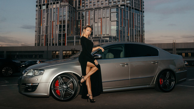 Обои картинки фото автомобили, -авто с девушками, volkswagen, passat, r36, turbo