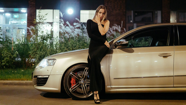 Обои картинки фото автомобили, -авто с девушками, volkswagen, passat, r36, turbo