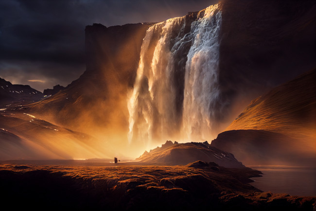 Обои картинки фото разное, компьютерный дизайн, водопад