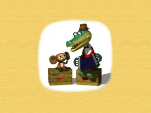 Картинка мультфильмы Чебурашка крокодил гена