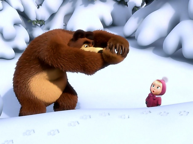 Обои картинки фото мультфильмы, маша, медведь