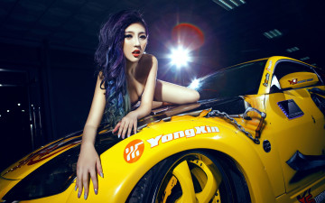 обоя автомобили, авто, девушками, nissan, 350z, азиатка, девушка