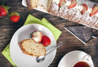 Картинка еда пирожные +кексы +печенье чай пирог клубника