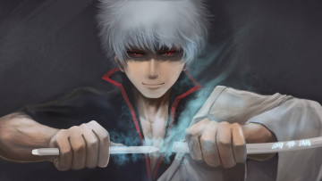 Картинка аниме gintama парень gintoki sakata art anime меч