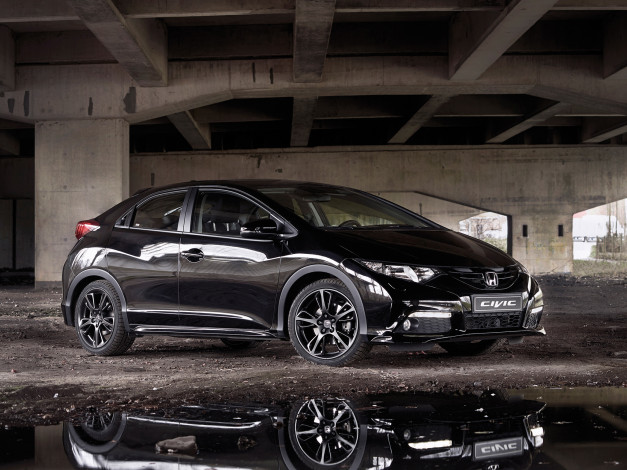 Обои картинки фото автомобили, honda, civic, темный, 2014г, black, edition