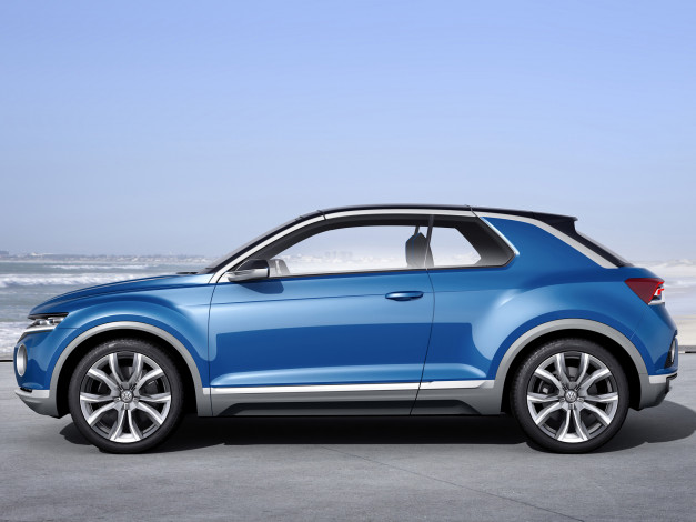 Обои картинки фото автомобили, volkswagen, t-roc, concept, 2014, синий