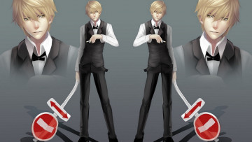 Картинка рисованное -+ +аниме дюрара блондин знак шизуо хейваджима парень