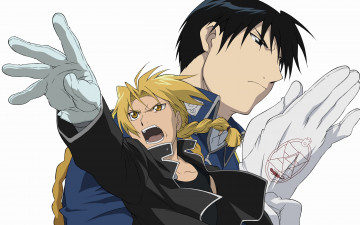 Картинка аниме fullmetal+alchemist блондин брюнет fullmetal alchemist парни roy mustang edward elric
