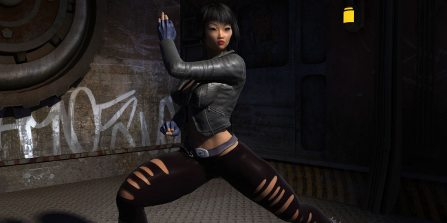 Обои картинки фото 3д графика, люди , people, поза, фон, взгляд, девушка