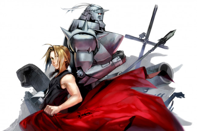 Обои картинки фото аниме, fullmetal alchemist, блондин, парень, alphonse, elric, fullmetal, alchemist, арт, edward