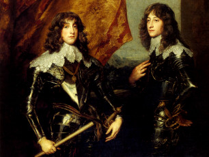 обоя antoine van dyck - le prince charles louis electeur palatin et son frere le prince rupert du palatin, рисованное, antoine van dyck