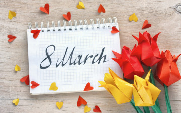 Картинка праздничные международный+женский+день+-+8+марта цветы бумага сердечки tulips 8 марта тюльпаны оригами colorful