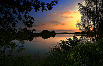 Картинка природа восходы закаты река лес