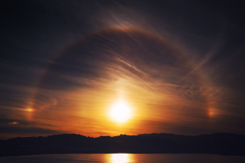 Картинка солнечное+гало природа восходы закаты солнце закат гало небо облака радуга пейзаж