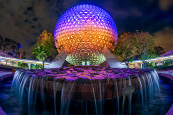 Картинка города диснейленд огни парк шар фонтан