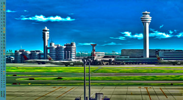 Картинка календари рисованные +векторная+графика самолет аэропорт