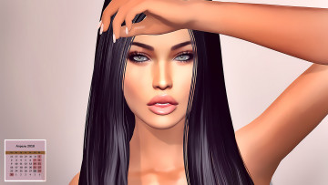 Картинка календари 3д-графика лицо девушка взгляд 2018