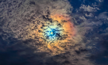 Картинка солнечное+гало природа облака солнце гало небо радуга пейзаж