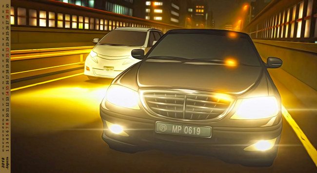 Обои картинки фото календари, рисованные,  векторная графика, машина