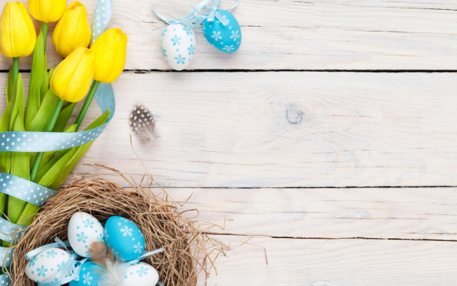 Обои картинки фото праздничные, пасха, тюльпаны, tulips, easter, eggs, spring, flowers