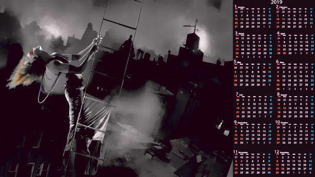 Обои картинки фото календари, фэнтези, лестница, здание, город, девушка
