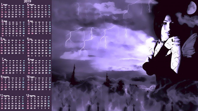 Обои картинки фото календари, фэнтези, молния, девушка