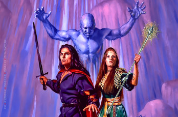 обоя календари, фэнтези, мужчина, женщина, оружие, существо, calendar, 2020