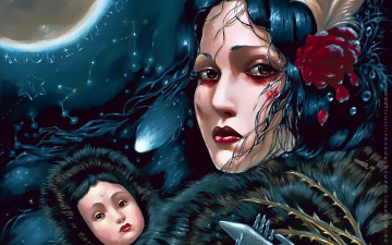 Картинка календари фэнтези женщина лицо взгляд кукла ребенок calendar 2020