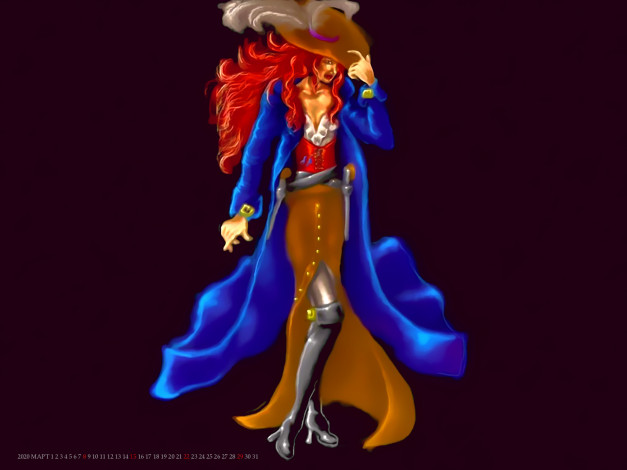 Обои картинки фото календари, рисованные,  векторная графика, шляпа, женщина, черный, фон, calendar, 2020