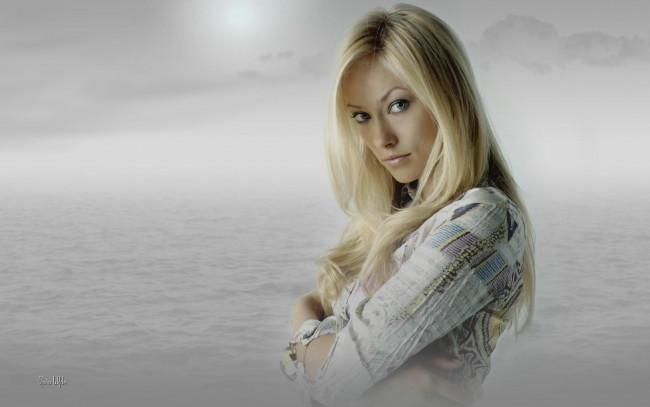 Обои картинки фото девушки, olivia wilde, актриса, блондинка, рубашка, фон