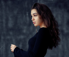 обоя девушки, настя горяева, брюнетка, свитер, профиль, настя, горяева