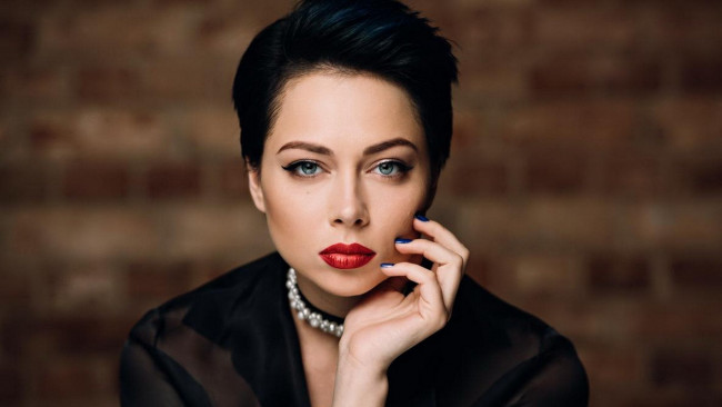 Обои картинки фото девушки, настасья самбурская, брюнетка, лицо