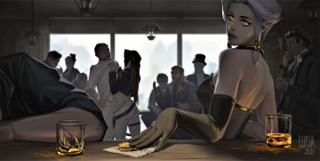 Картинка фэнтези люди бар ссора стаканы деньги